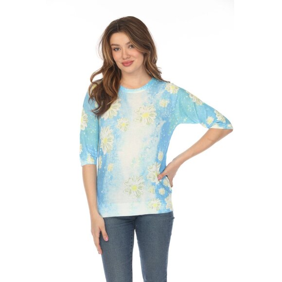 Blue Daisy Mesh Floral Top - Picture 3 of 9